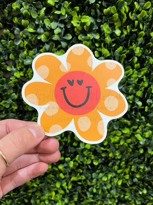 Smiley Face Flower Sticker - Sticker