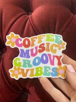 Coffee Music Groovy Vibes Sticker