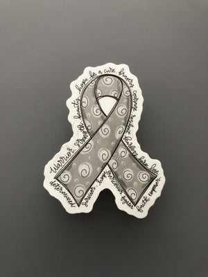 Cancer Awareness Ribbon Stickers - Gray Ribbon - Sticker
