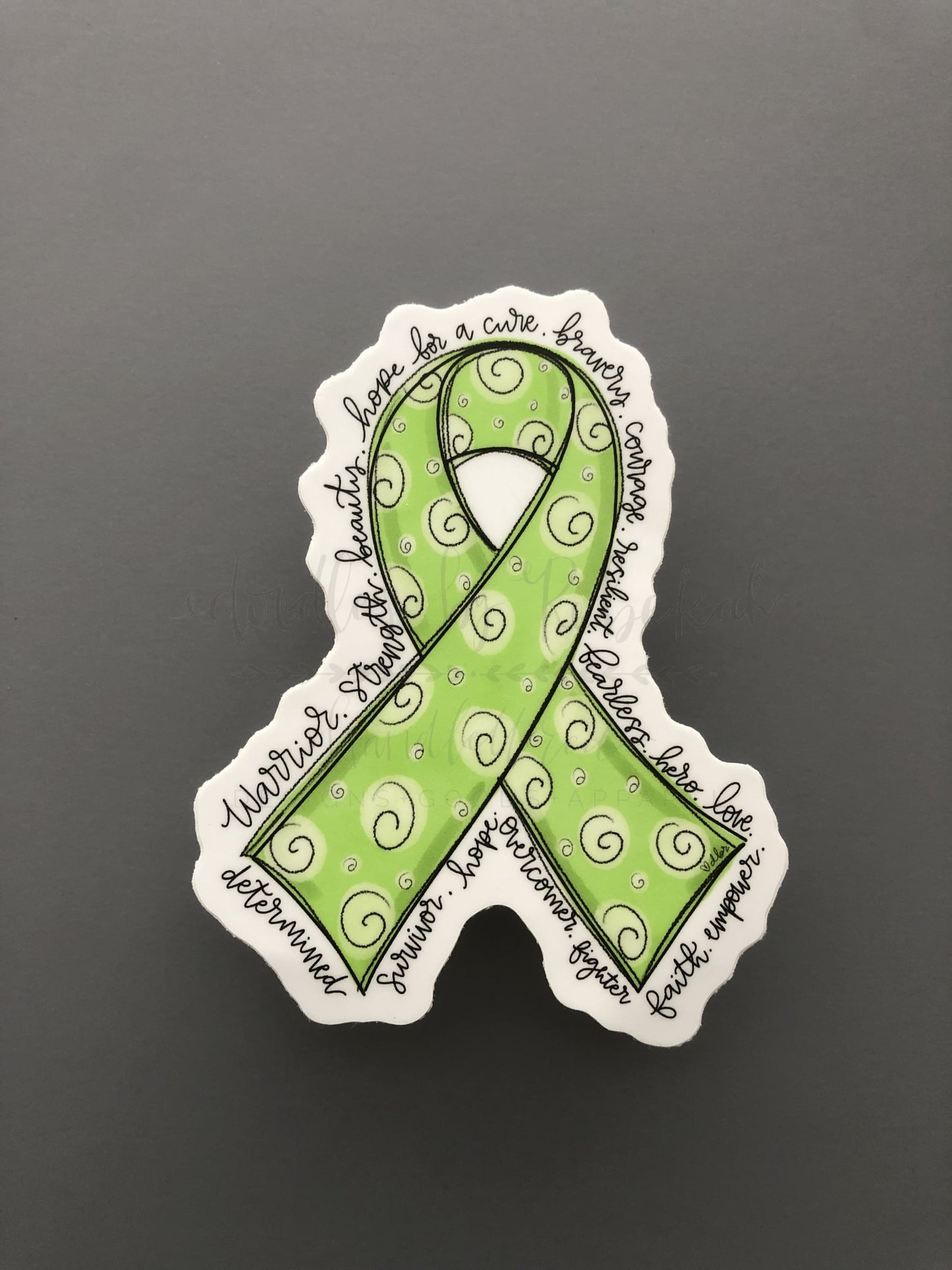 Cancer Awareness Ribbon Stickers - Lime Green Ribbon - Sticker