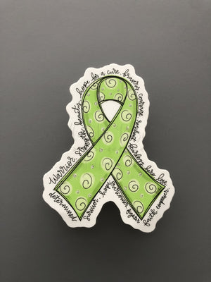 Cancer Awareness Ribbon Stickers - Lime Green Sticker