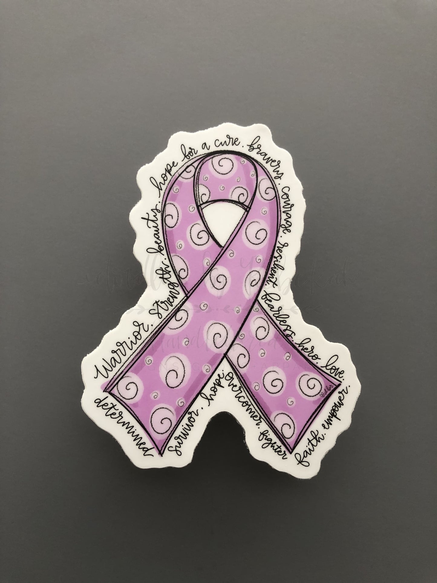 Cancer Awareness Ribbon Stickers - Lavender Ribbon - Sticker