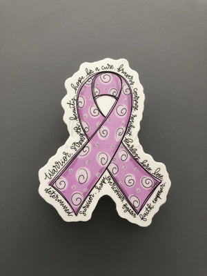 Cancer Awareness Ribbon Stickers - Lavender Sticker