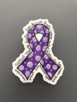 Cancer Awareness Ribbon Stickers - Purple Sticker
