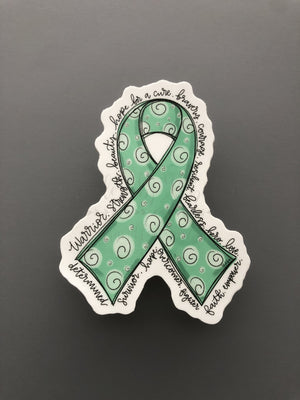 Cancer Awareness Ribbon Stickers - Teal Ribbon - Sticker