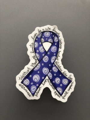 Cancer Awareness Ribbon Stickers - Blue Ribbon - Sticker