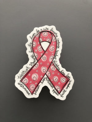 Cancer Awareness Ribbon Stickers - Pink Ribbon - Sticker