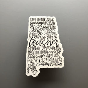Alabama Teacher Word Art Sticker - Sticker