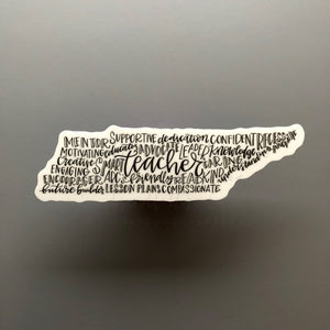 Tennessee Teacher Word Art Sticker - Sticker