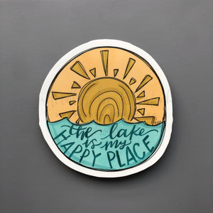 The Lake Is My Happy Place Sticker (Circle Design) - Sticker