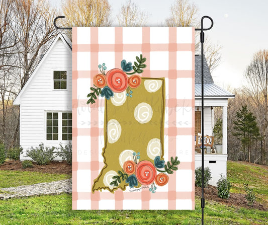 Indiana Floral Dot Garden Flag - Garden Flag