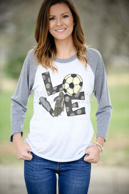 LOVE Soccer Raglan - Tees