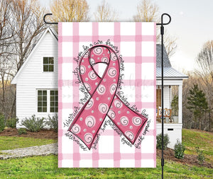 Pink Breast Cancer Ribbon Garden Flag - Garden Flag