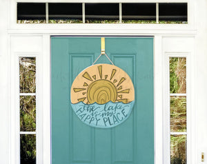 The Lake is my Happy Place Door Hanger (Circle Design) - Door Hanger