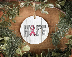 HOPE (Breast Cancer) Ribbon Ornament - Ornaments