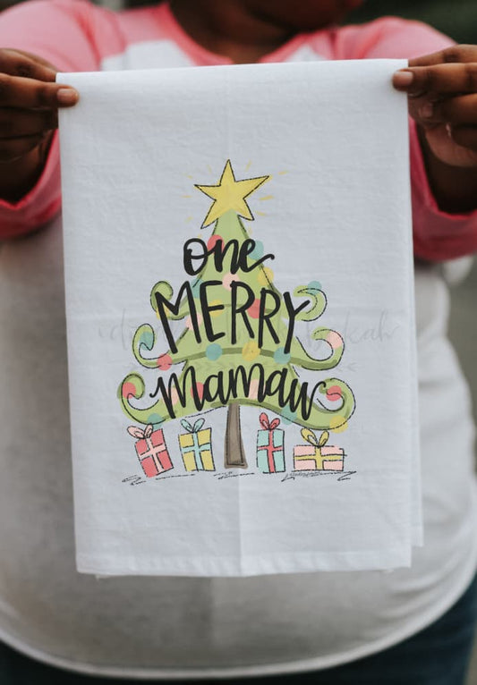 One Merry Grandma Tea Towel- choose your own name! - Tea Towels