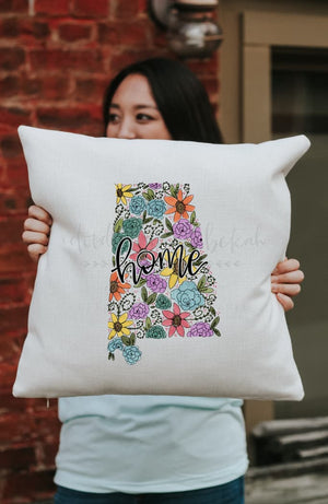 Alabama Floral Square Pillow - Pillow