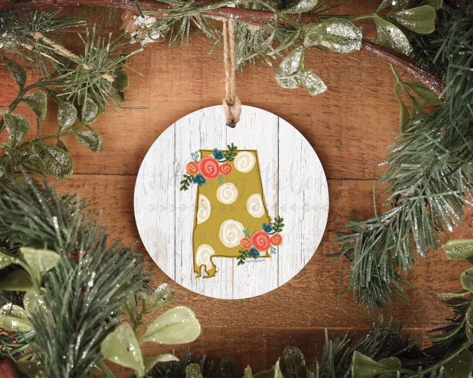 Alabama Floral Dot Ornament - Ornaments