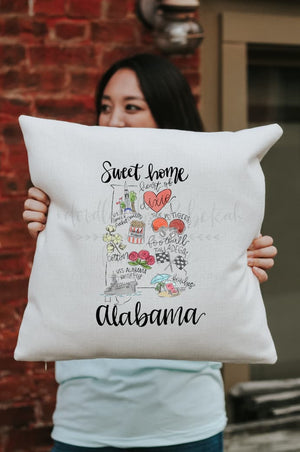 Alabama Map Square Pillow - Pillow