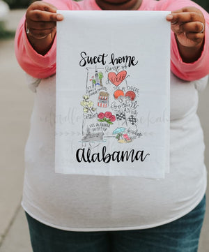 Alabama Map Tea Towel - Tea Towels
