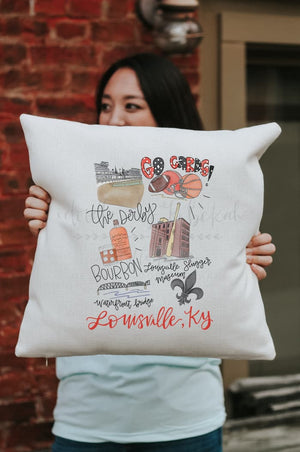 Around The Town Of Louisville KY Square Pillow - Pillow