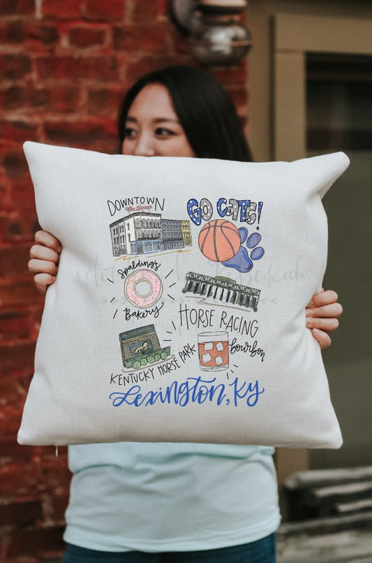 Around The Town Of Lexington KY Square Pillow - Pillow