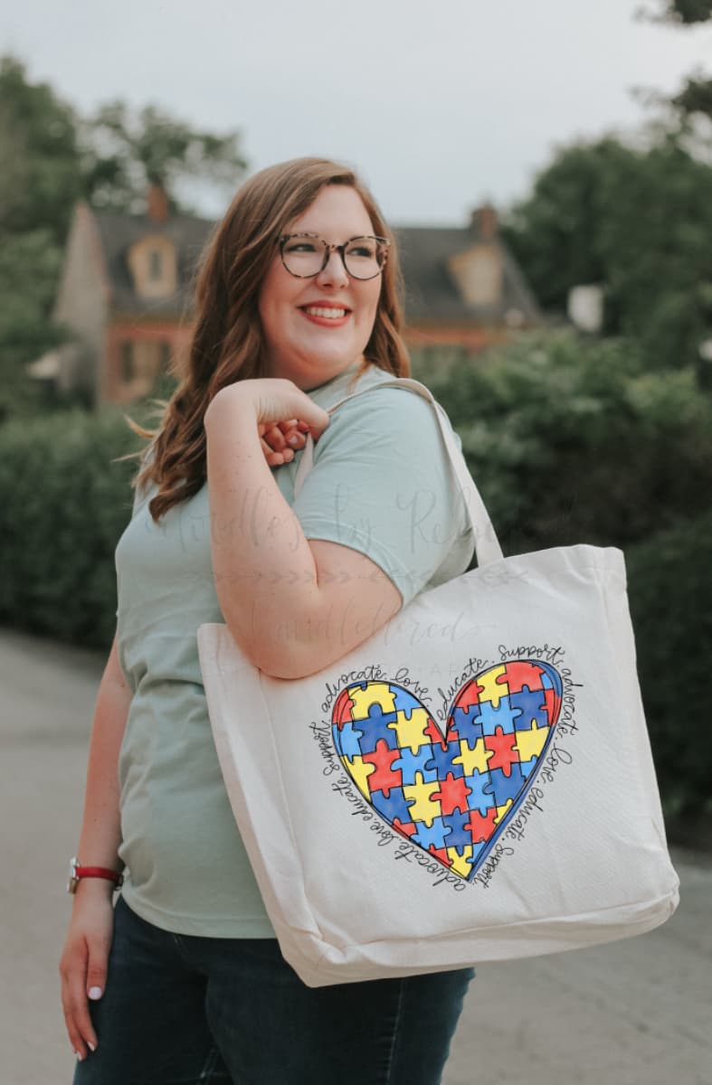 Autism Awareness Heart Tote - Tote