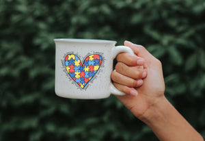 Autism Awareness Heart Mug - Coffee