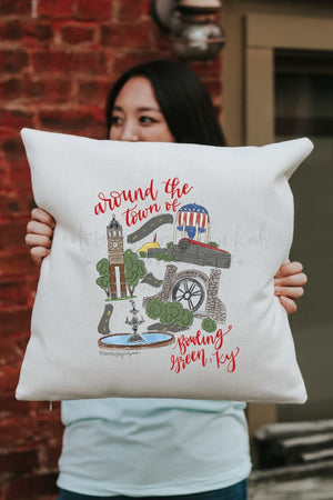 Around The Town Of Bowling Green KY Square Pillow - Pillow