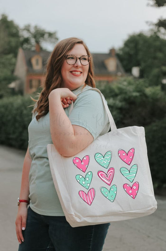 Aqua Hearts Tote - Tote