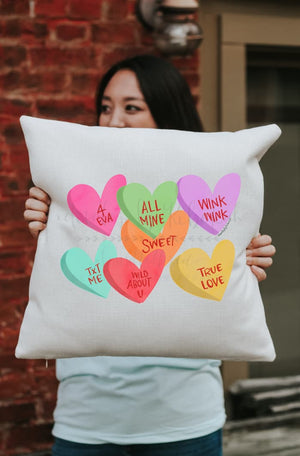 Candy Hearts Square Pillow - Pillow