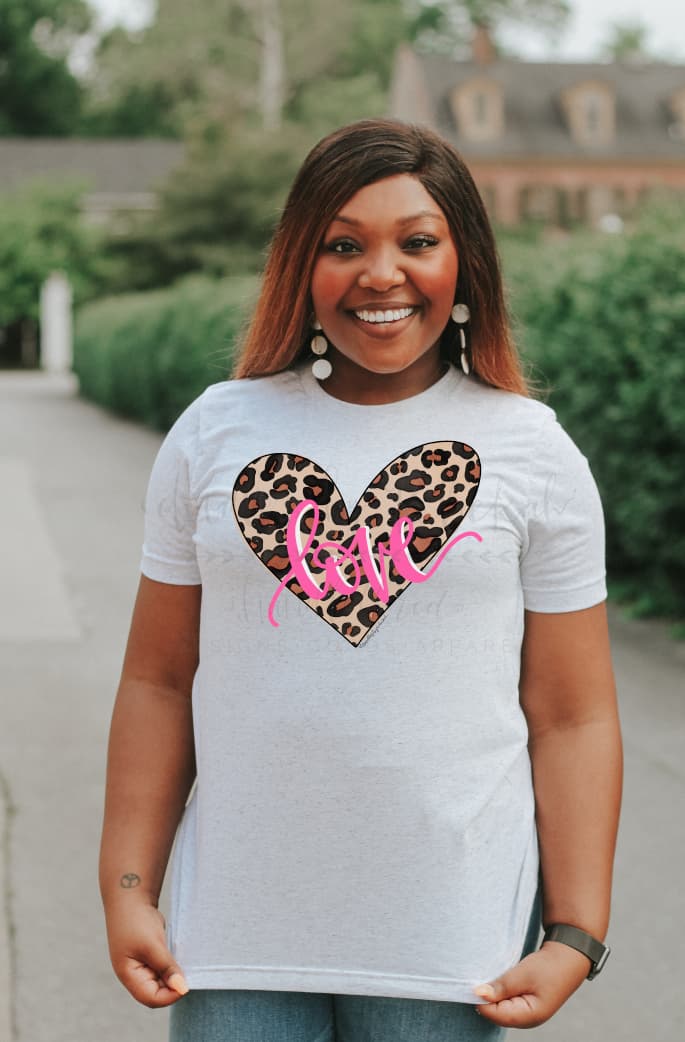 Leopard Print Heart - Tees