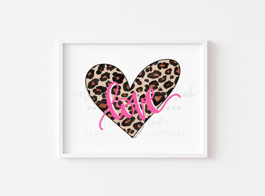 Leopard Print Heart 8x10 Print - Print