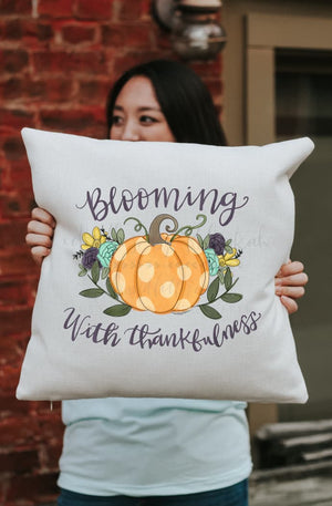 Blooming with Thankfulness Square Pillow - Pillow