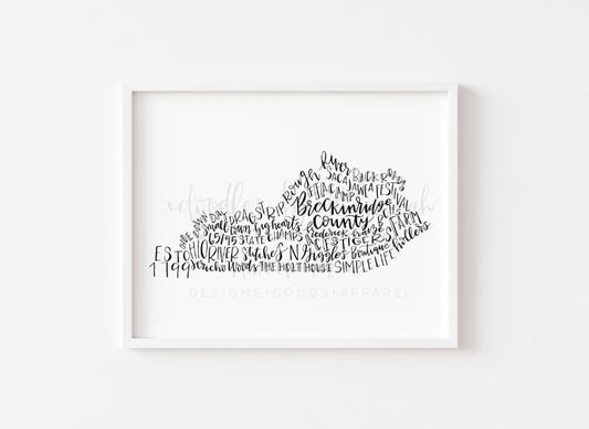 Breckinridge County KY Word Art 8x10 Print - Print