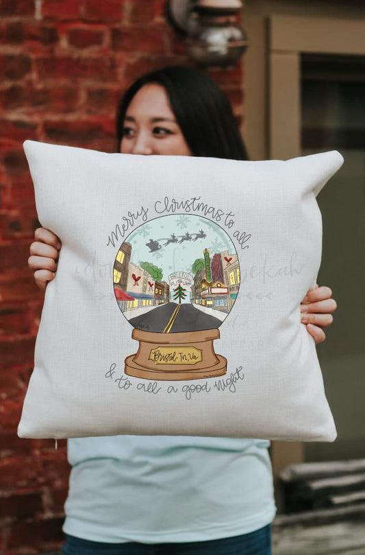 Bristol TN/VA Snow Globe Square Pillow - Pillow