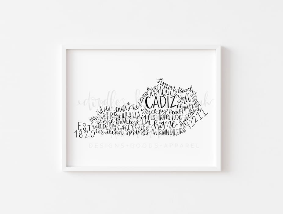 Cadiz KY Word Art 8x10 Print - Print