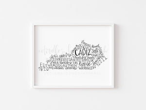 Cadiz KY Word Art 8x10 Print - Print