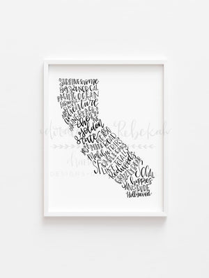 California Word Art 8x10 Print - Print