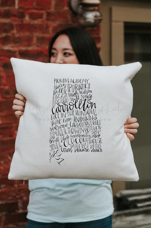 Carrollton AL Word Art Square Pillow - Pillow