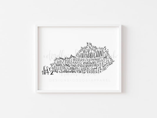 Crittenden County KY Word Art 8x10 Print - Print