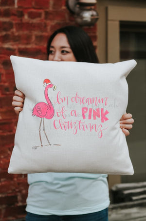 Dreaming of a Pink Christmas Square Pillow - Pillow