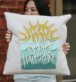 *Custom Lake Name* Is My Happy Place Pillow (Vertical Design) - Pillow