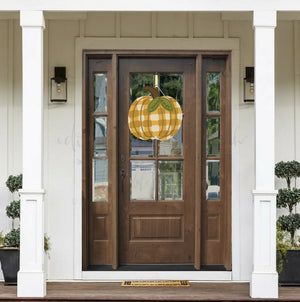 Plaid Pumpkin Doorhanger/Topper/Attachment - Door Hanger