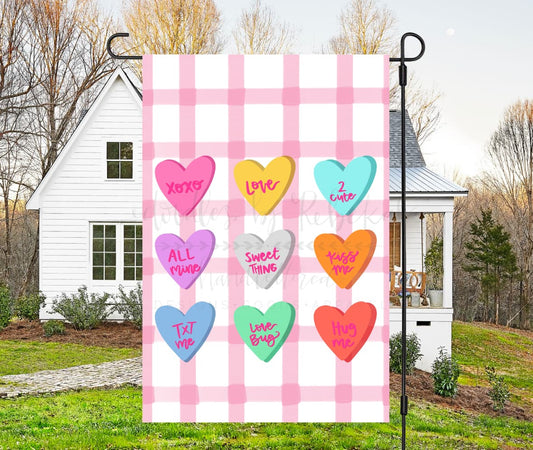 Conversation Hearts Garden Flag - Garden Flag