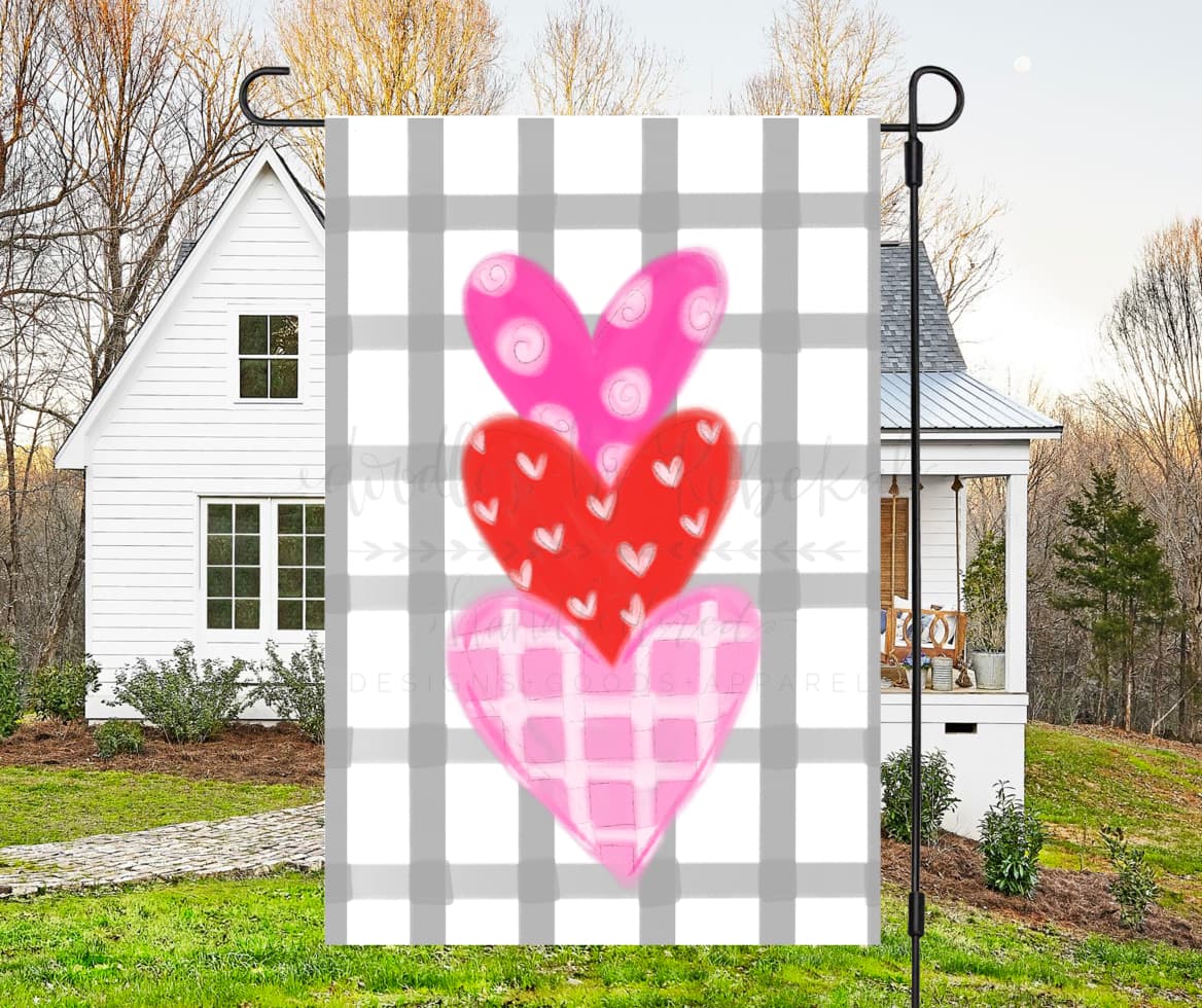 Stacked Hearts Garden Flag - Garden Flag