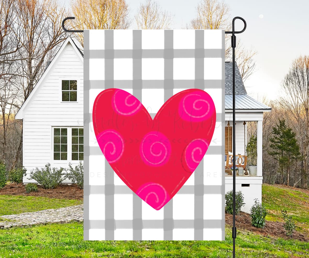 Red Polka Dot Heart Garden Flag - Garden Flag