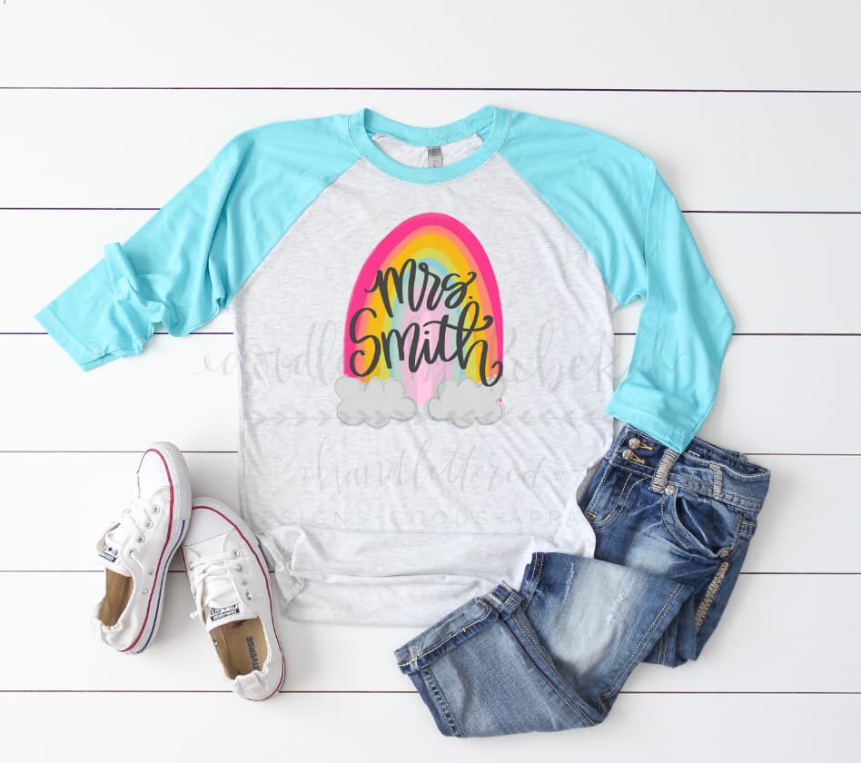 Teacher Rainbow- Custom Name - Tees