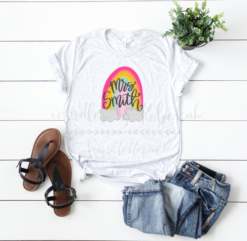 Teacher Rainbow- Custom Name - Tees