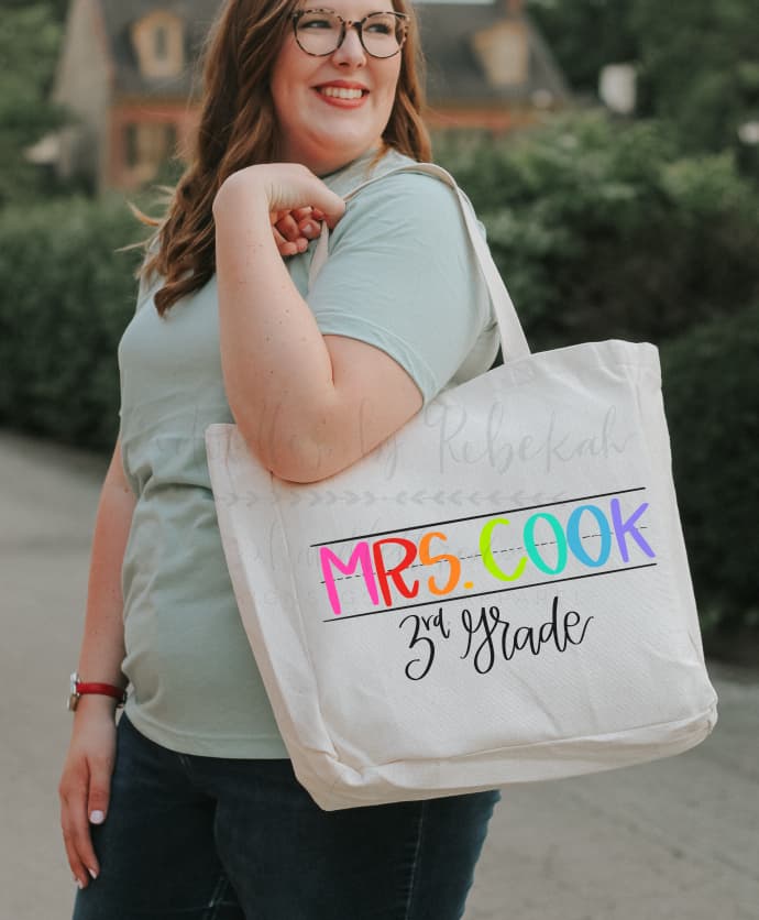 Colorful Handwriting Custom Teacher Tote - Tote